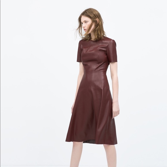leather burgundy dress